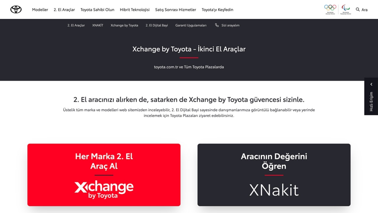 Toyota İkinci El Araçlar Sayfası